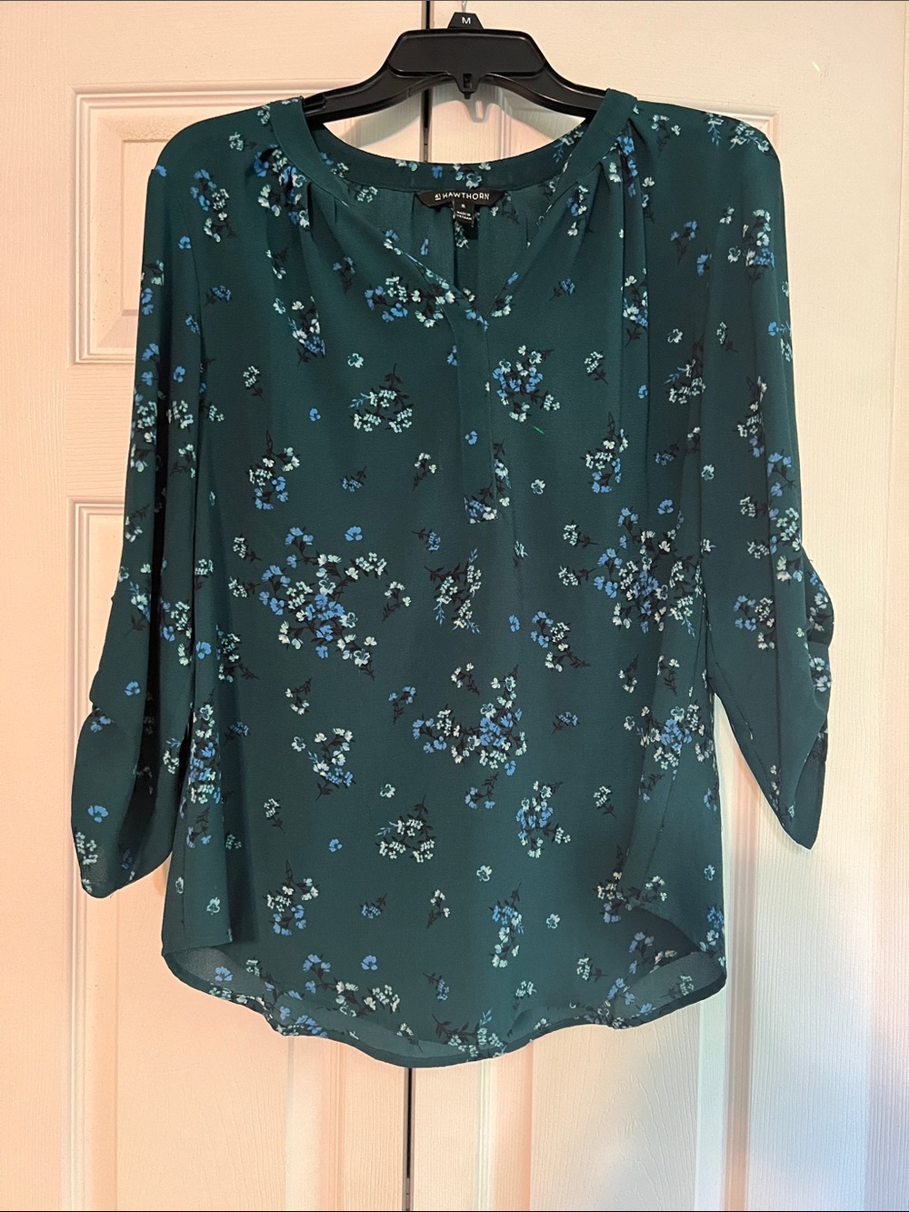 41 Hawthorn Teal Floral V-Neck Blouse